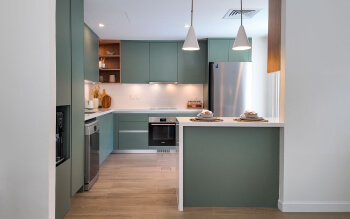 Sage Green with Wood Accents Kitchen 